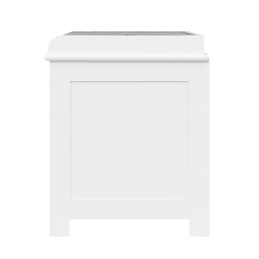 Artiss Fabric Shoe Bench with Drawers - White &amp; Grey