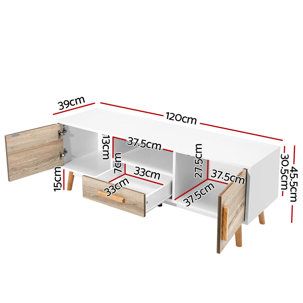 Artiss Wooden Entertainment Unit - White &amp; Wood