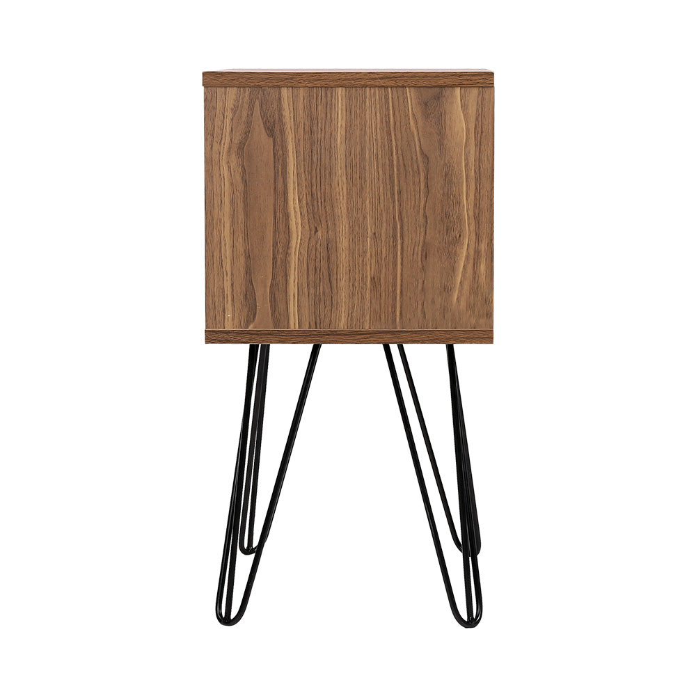 Artiss Bedside Table with Drawer - Grey &amp; Walnut
