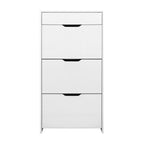 Artiss Shoe Cabinet 3 Tier Shoes Storage Drawer High Gloss White Rack Shelf