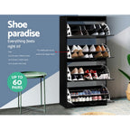 Artiss Shoe Cabinet Shoes Storage Rack Organiser 60 Pairs Black Shelf Drawer