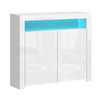 Artiss Buffet Sideboard Cabinet LED High Gloss Storage Cupboard 2 Doors White