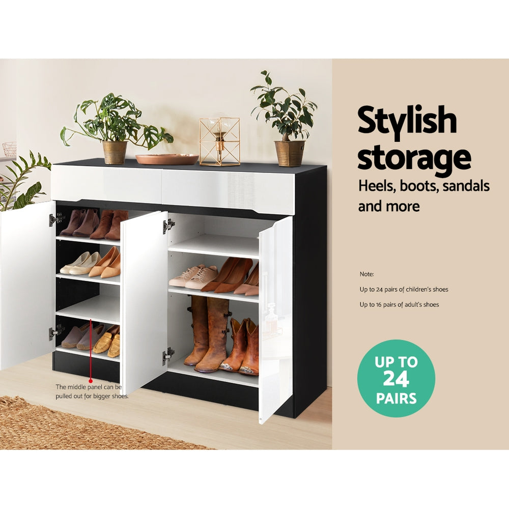 Artiss 120cm Shoe Cabinet Shoes Storage Rack High Gloss Cupboard Shelf Drawers