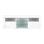 Artiss TV Cabinet Entertainment Unit Stand RGB LED Gloss Furniture 160cm White