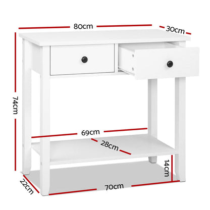 Hallway Console Table Hall Side Entry 2 Drawers Display White Desk Furniture