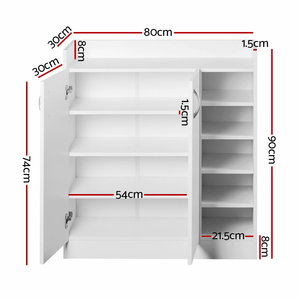 Artiss 2 Doors Shoe Cabinet Storage Cupboard - White