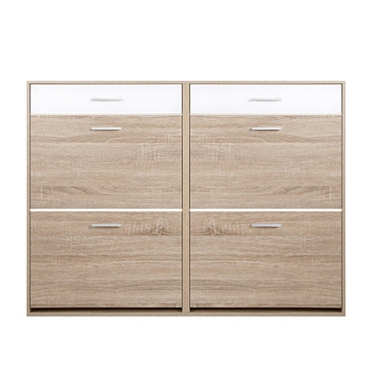 Artiss 2 Tier Shoe Cabinet - Wood