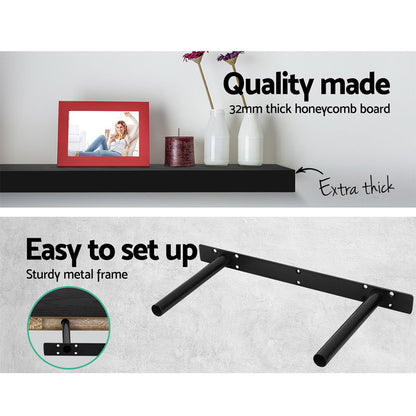 Artiss 3 Piece Floating Wall Shelves - Black