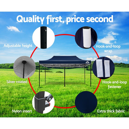 Instahut Gazebo Pop Up Marquee 3x6m Outdoor Tent Folding Wedding Gazebos Navy