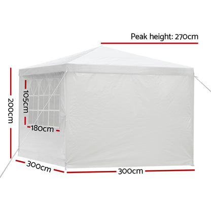 Instahut Gazebo 3x3 Outdoor Marquee Gazebos Wedding Party Camping Tent 4 Wall Panels