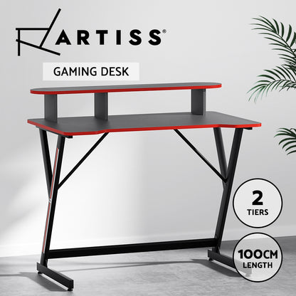 Artiss Gaming Desk Computer Desks Table 2-Tiers Storage Study Home Ofiice 100CM