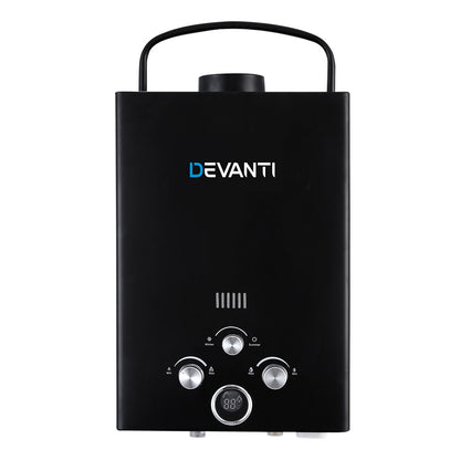 Devanti Outdoor Portable Gas Water Heater 8LPM Camping Shower Black