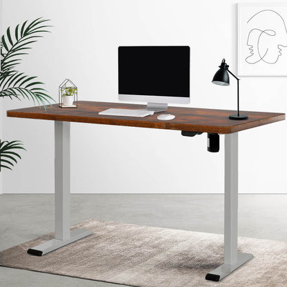Artiss Electric Standing Desk Motorised Sit Stand Desks Table Grey Brown 140cm