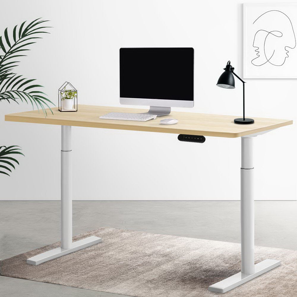 Artiss Electric Standing Desk Height Adjustable Sit Stand Desks White Oak