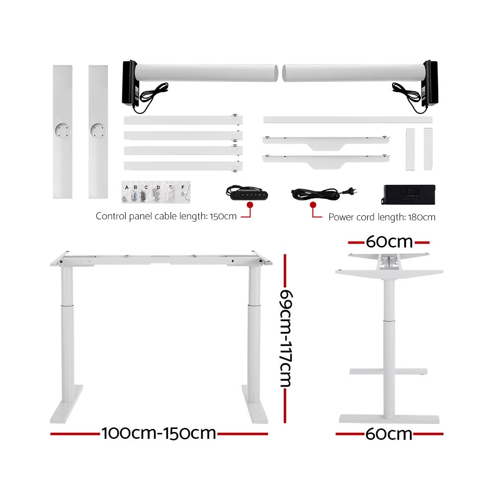 Artiss Electric Standing Desk Adjustable Sit Stand Desks White Walnut 140cm