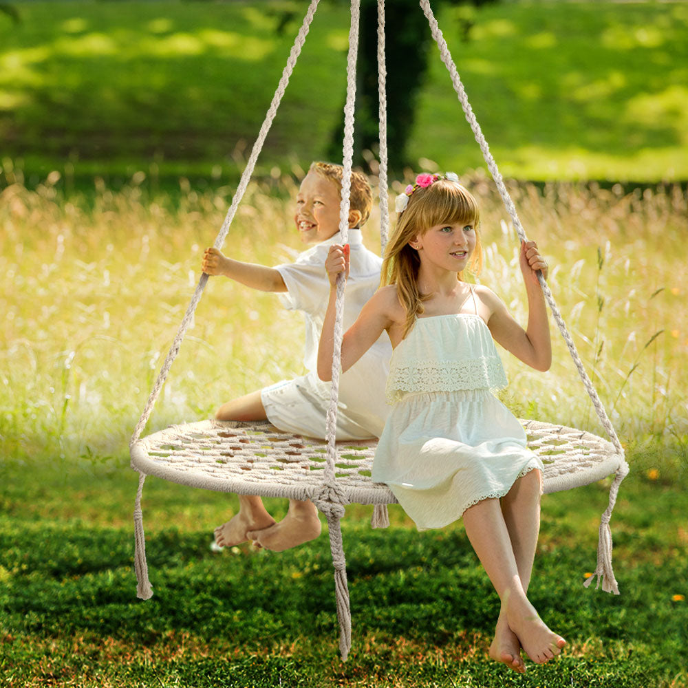 Gardeon Kids Swing Hammock Chair 100cm - Cream