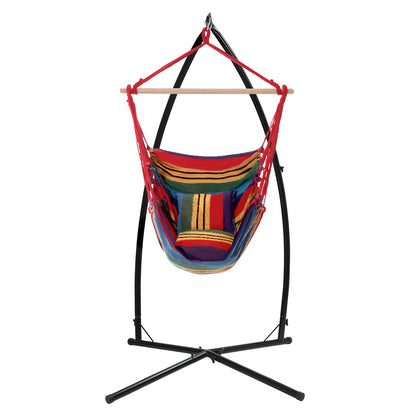 Gardeon Outdoor Hammock Chair with Steel Stand Hanging Hammock Pillow Rainbow