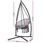 Gardeon Outdoor Hammock Chair with Steel Stand Cotton Swing Hanging 124CM Grey