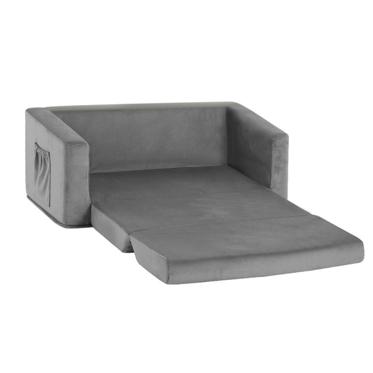 Keezi Kids Sofa 2 Seater Chair Children Flip Open Couch Armchair Grey