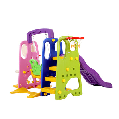 Keezi Kids 7-in-1 Slide Swing with Basketball Hoop Toddler Outdoor Indoor Play