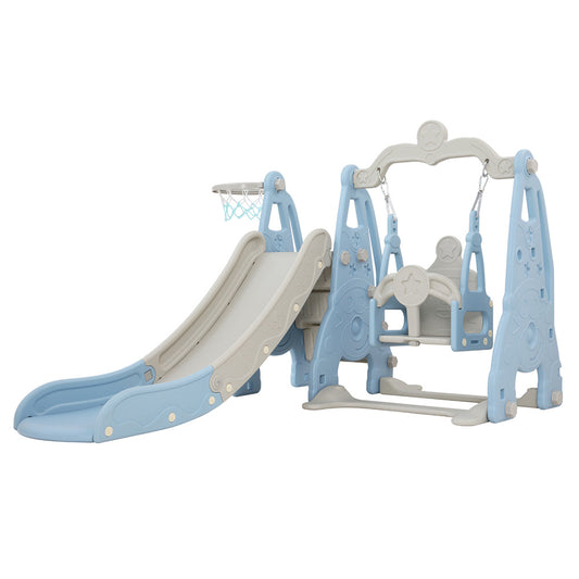 Keezi Kids Slide 170cm Extra Long Swing Basketball Hoop Toddlers PlaySet Blue