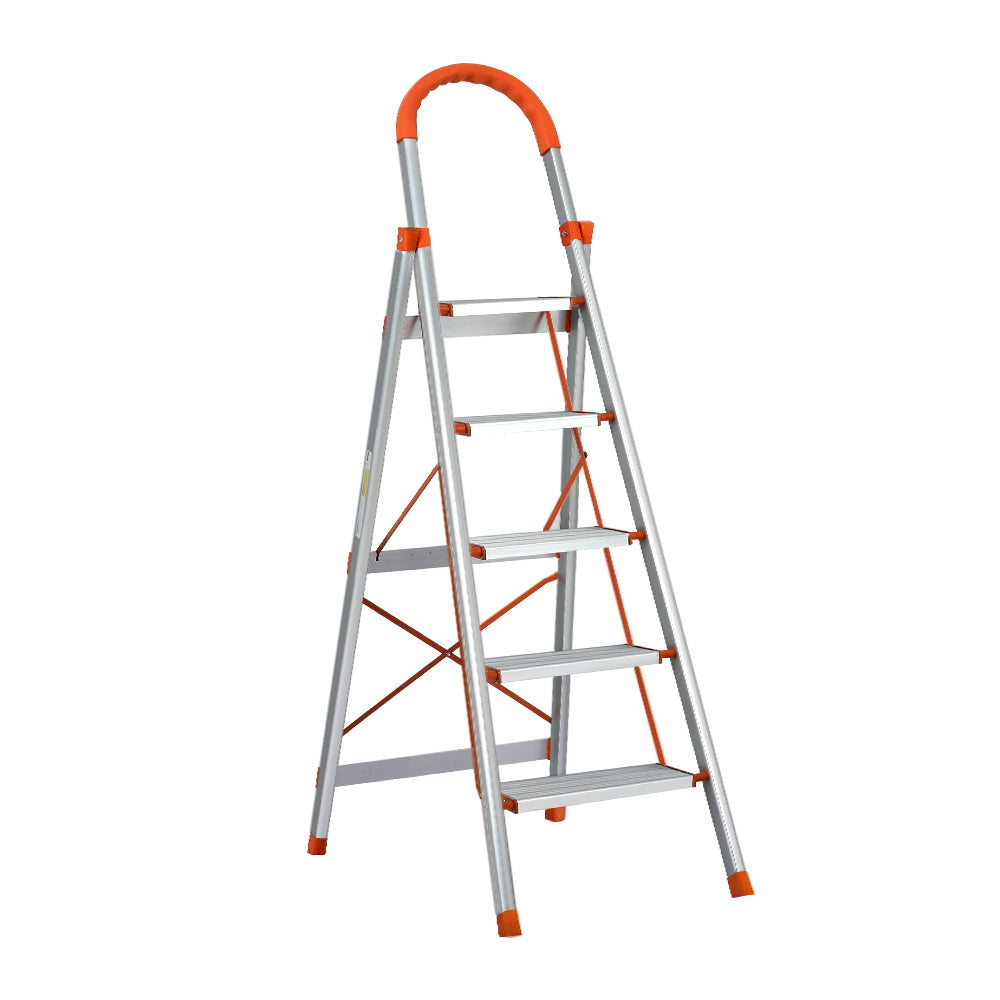 Giantz 5 Step Ladder Multi-Purpose Folding Aluminium Light Weight Non Slip Platform