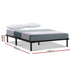 Artiss Metal Bed Frame Double Size Mattress Base Platform Wooden Black TED
