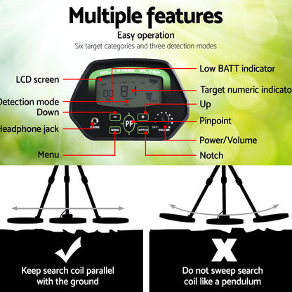 Metal Detector Pinpointer Deep Sensitive Searching Treasure Gold Hunt Digger 220MM