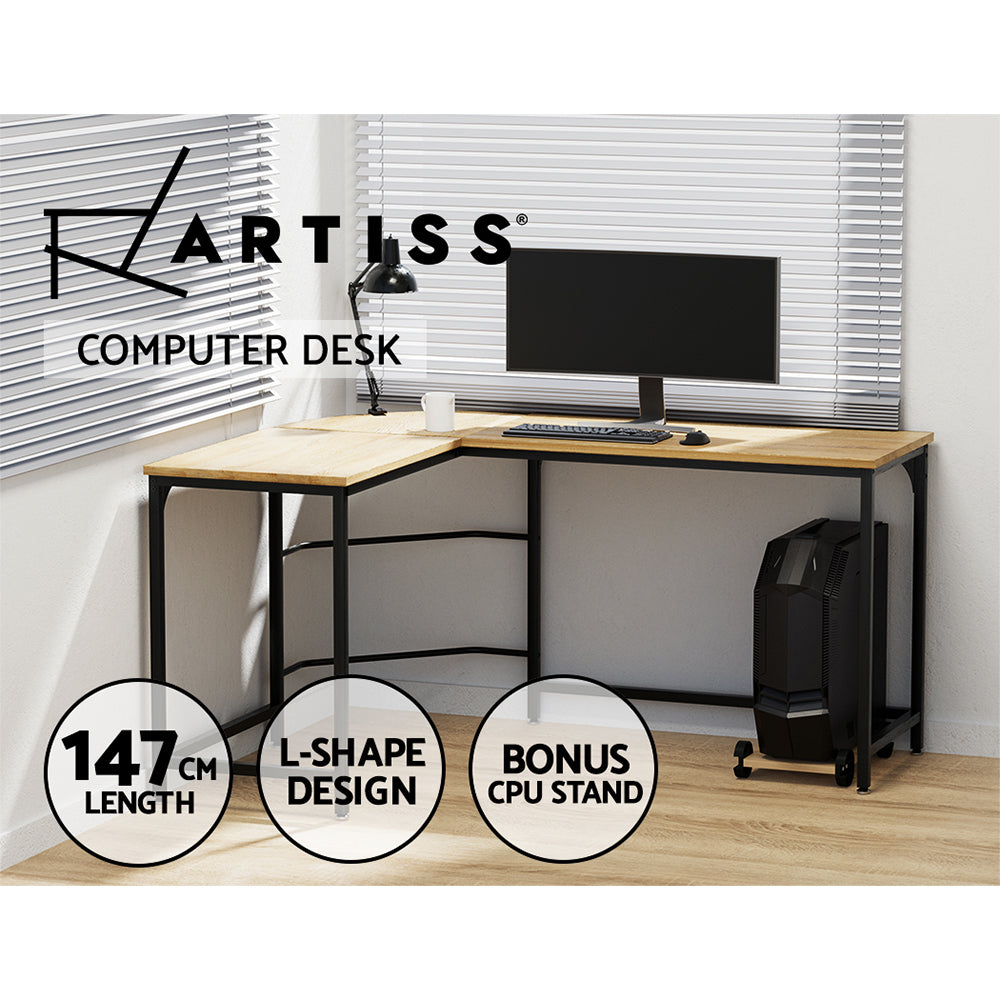 Artiss Corner Computer Desk L-Shaped Student Home Office Study Table Oak