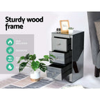 Artiss Mirrored Bedside Tables Drawers Crystal Chest Nightstand Glass Grey