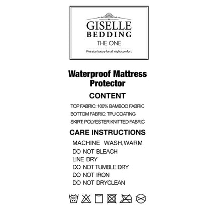 Giselle Bedding Double Size Waterproof Bamboo Mattress Protector