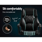Artiss Executive Office Chair Leather Gaming Computer Desk Chairs Recliner Black