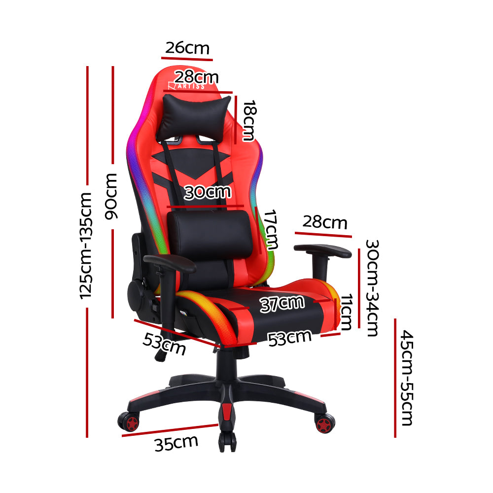 Artiss Gaming Office Chair RGB LED Lights Computer Desk Chair Home Work Chairs