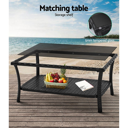 Gardeon 4 PCS Outdoor Furniture Outdoor Lounge Setting Rattan Patio Dining Set