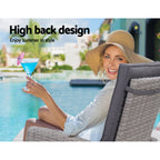Set of 2 Sun lounge Recliner Chair Wicker Lounger Sofa Day Bed Outdoor Chairs Patio Furniture Garden Cushion Ottoman Gardeon