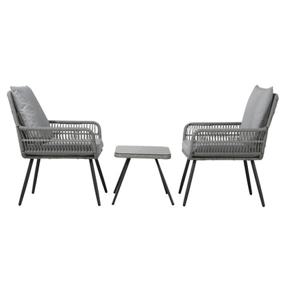 Gardeon Outdoor Furniture 3-Piece Lounge Setting Chairs Table Bistro Set Patio