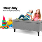 Artiss Storage Ottoman Blanket Box Linen Fabric Chest Foot Stool Toy Bench Grey