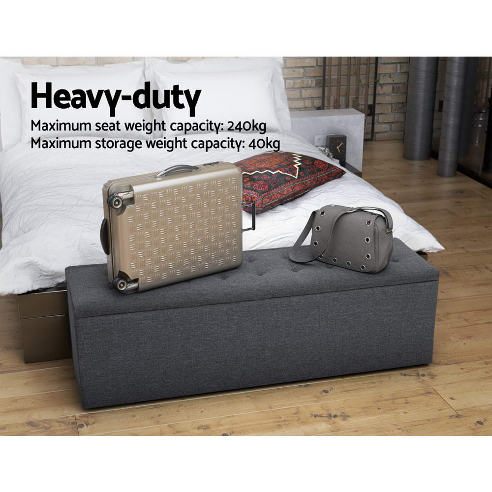 Artiss Storage Ottoman Blanket Box Linen Foot Stool Rest Chest Couch Grey