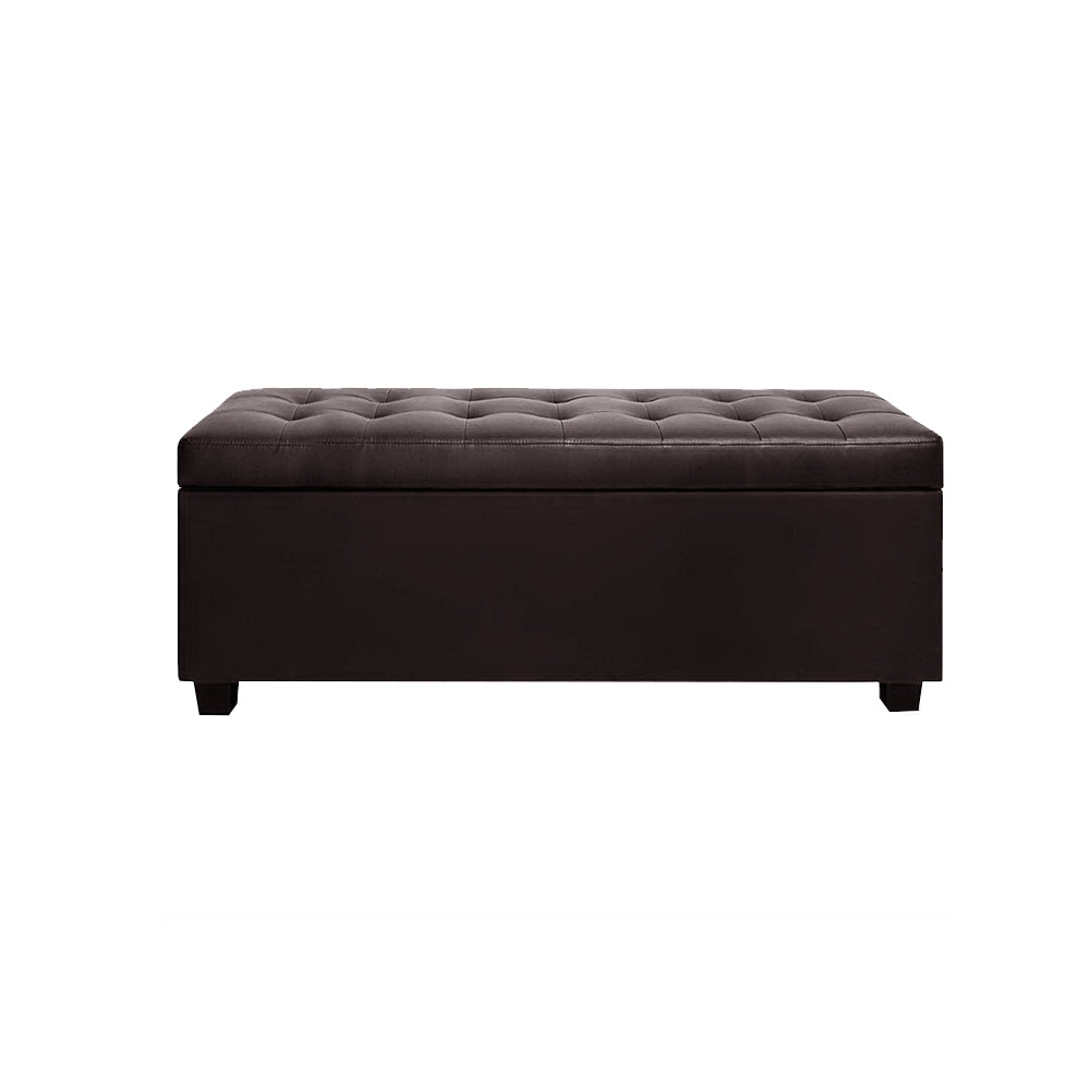 Artiss Storage Ottoman Blanket Box Footstool Leather Foot Stool Chest Toy Brown