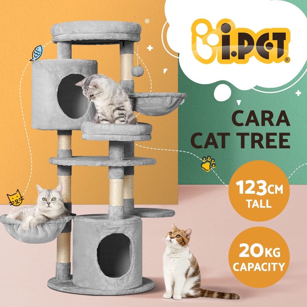 i.Pet Cat Tree Tower Scratching Post Scratcher Wood Condo House Toys Bed 123cm