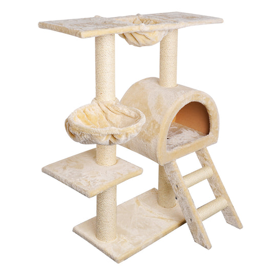 i.Pet Cat Tree Trees Scratching Post Scratcher Condo Tower House Bed Beige 100cm