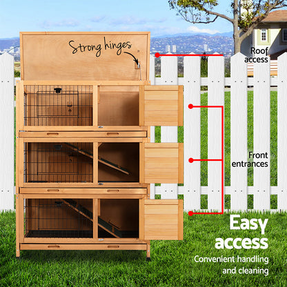 i.Pet Rabbit Hutch Wooden Cage Pet hutch Chicken Coop 91.5cm x 46cm x 116.5cm