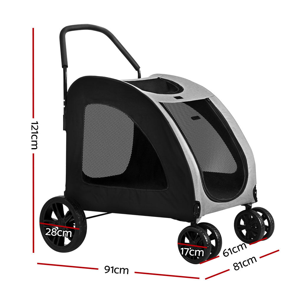 i.Pet Pet Dog Stroller Pram Large Carrier Cat Travel Foldable Strollers 4 Wheels