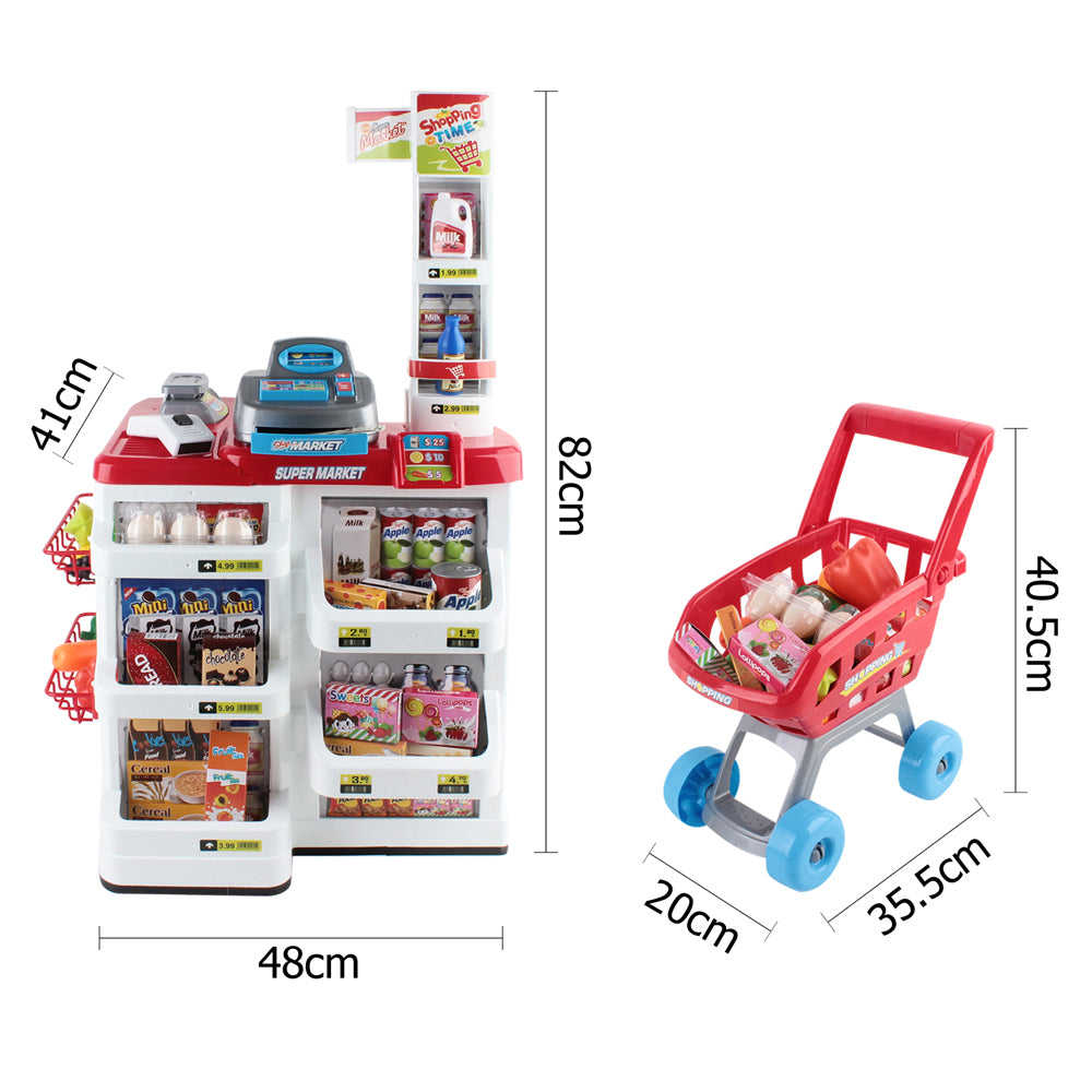 Keezi 24 Piece Kids Super Market Toy Set - Red &amp; White
