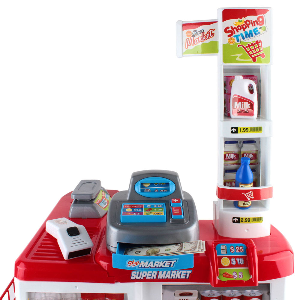 Keezi 24 Piece Kids Super Market Toy Set - Red &amp; White