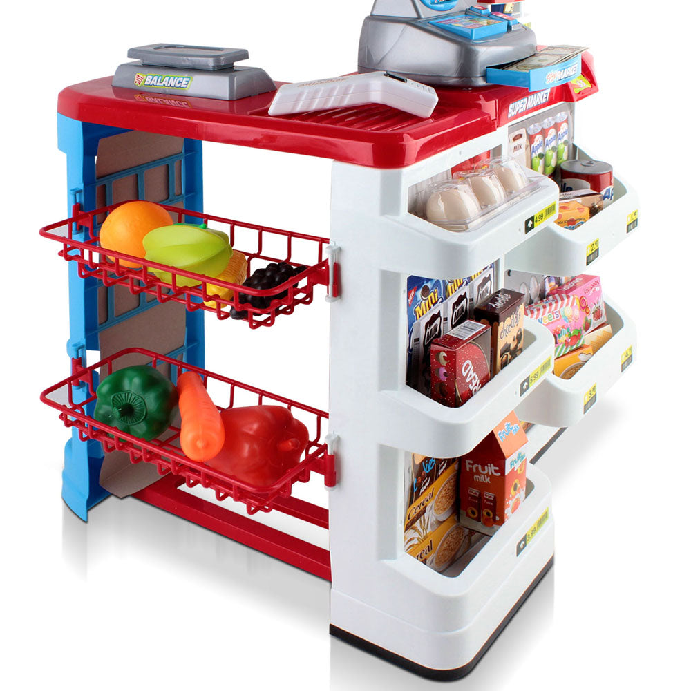 Keezi 24 Piece Kids Super Market Toy Set - Red &amp; White