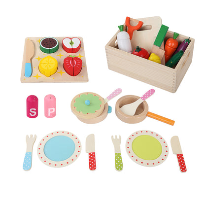 Keezi Kids Pretend Play Food Kitchen Wooden Toys Childrens Cooking Utensils Food