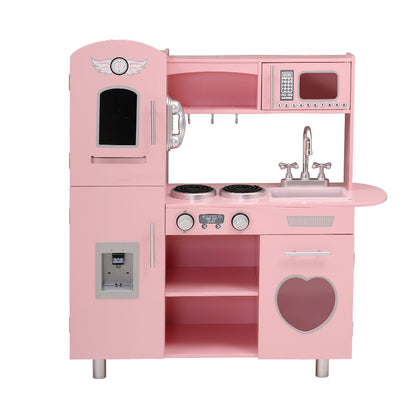 Keezi Kids Wooden Kitchen Pretend Play Sets Food Cooking Toys Children Pink