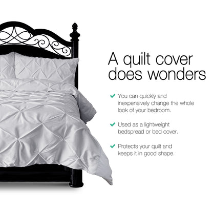 Giselle Quilt Cover Set Diamond Pinch Grey - Super King