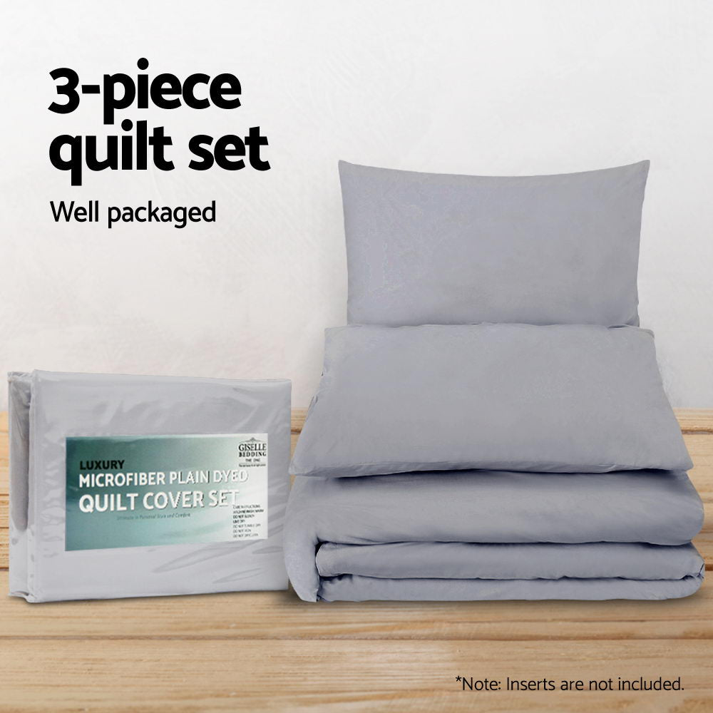 Giselle Quilt Cover Set Classic Grey - Super King